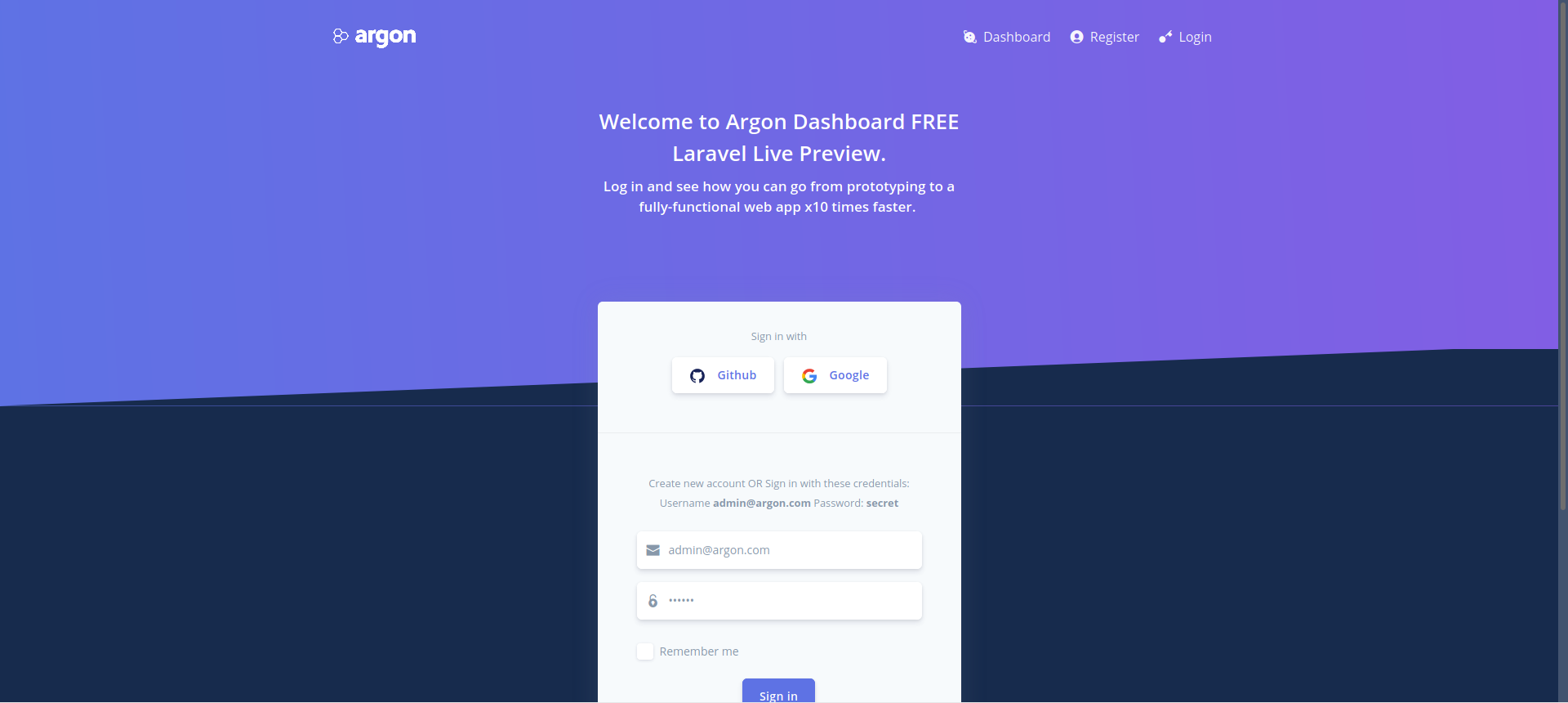 Argon Dashboard