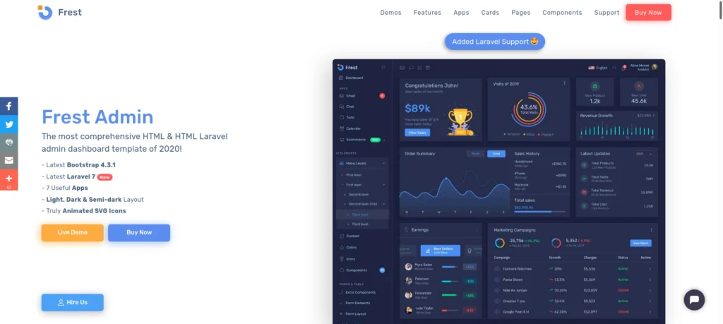 Frest – Laravel Bootstrap Admin Dashboard Template