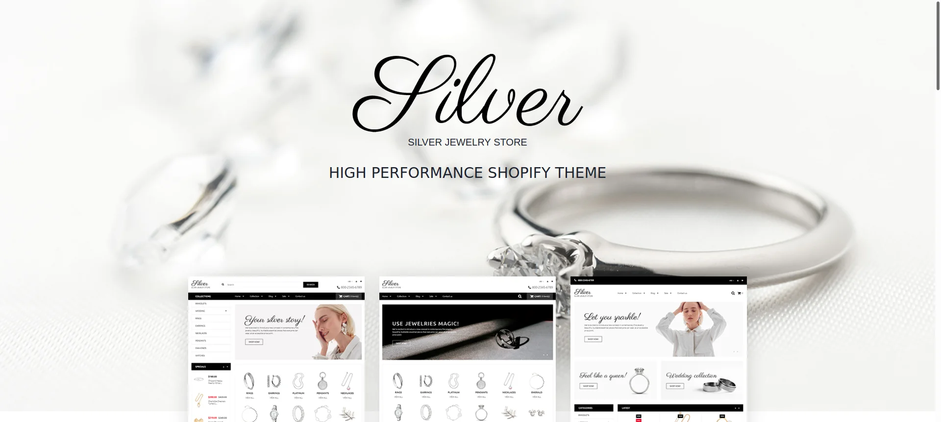 Silver Store Shopify Theme – Jewelry Store Gemstone, Wedding, Watches Template