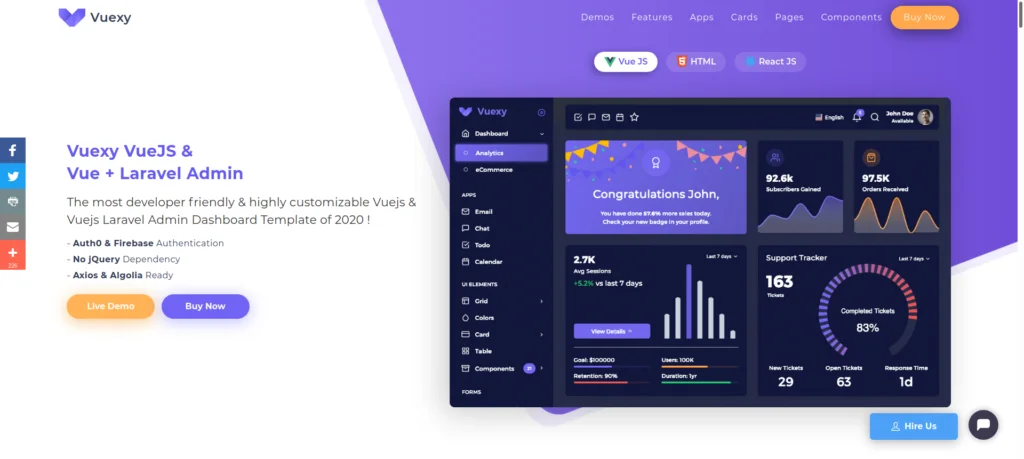 Vuexy – Laravel Admin Dashboard Template